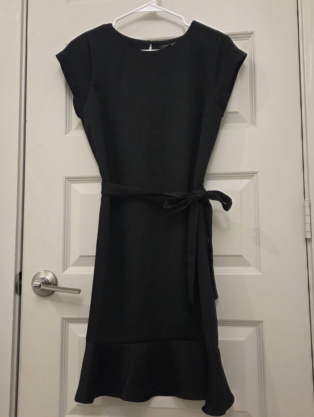 Banana Republic Black Midi Tie-Waist Dress